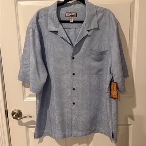 NWT Carribbean Joe Hawaiian Shirt XL  Blue Floral Aloha